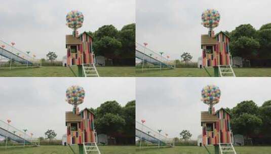 大型游乐设施游乐场儿童乐园空镜头高清在线视频素材下载