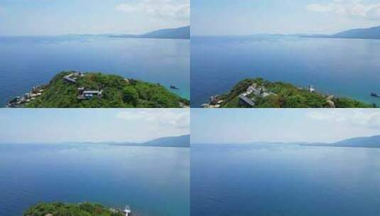 海南陵水分界洲岛高视角航拍唯美蔚蓝海岸线高清在线视频素材下载