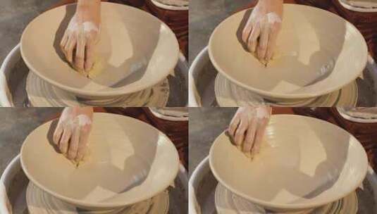 手工制作工匠陶艺黏土高清在线视频素材下载