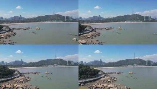 航拍广东珠海渔女高清在线视频素材下载