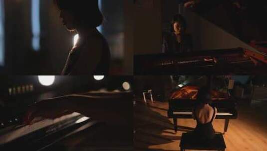 唯美弹钢琴情绪形象片高清在线视频素材下载
