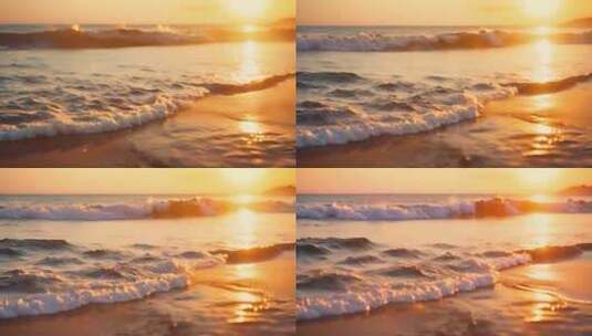 夕阳下的海岸海滩高清在线视频素材下载