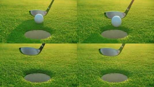 4K - 高尔夫球被球杆击打的瞬间特写高清在线视频素材下载