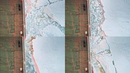 冰冻水中的破冰船高清在线视频素材下载