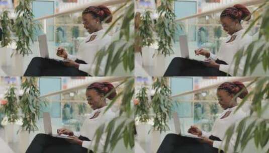 女人，笔记本电脑，玩，在线游戏高清在线视频素材下载