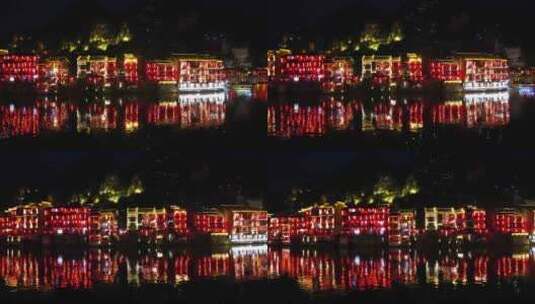 航拍贵州镇远古城夜景高清在线视频素材下载