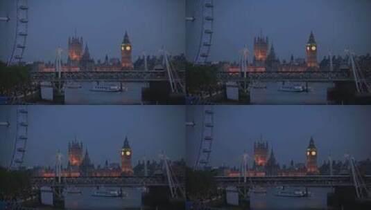 伦敦眼夜景高清在线视频素材下载