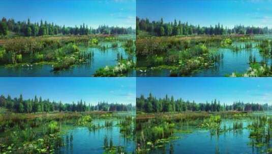 三维湿地公园动画白鹭鸟高清在线视频素材下载