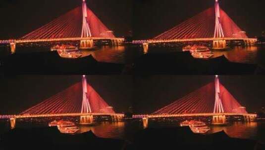 西双版纳标志性建筑斜拉桥高清在线视频素材下载