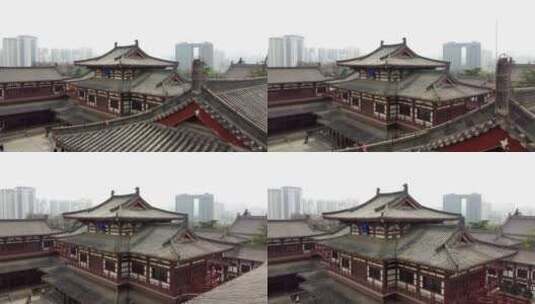 中国寺庙古建筑屋檐航拍空镜实拍高清在线视频素材下载