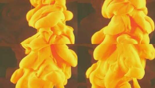 黄色涂料在水中形成不同的形状高清在线视频素材下载