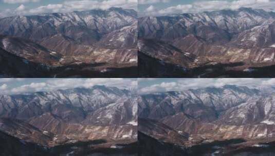 4K湖北神农架无人机航拍雪景山区全景横移高清在线视频素材下载