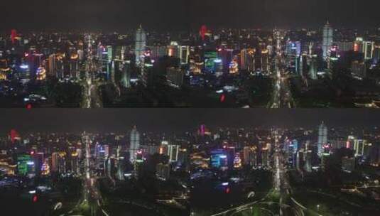航拍南宁城市夜景移动延时高清在线视频素材下载