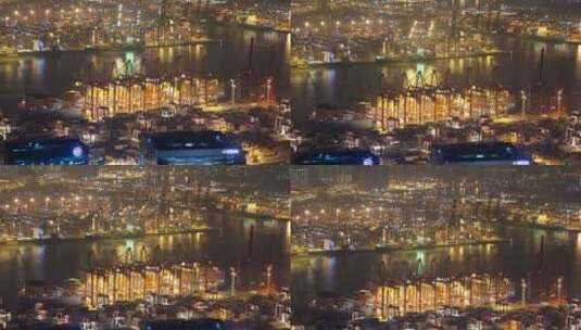 香港货柜港夜景延时高清在线视频素材下载