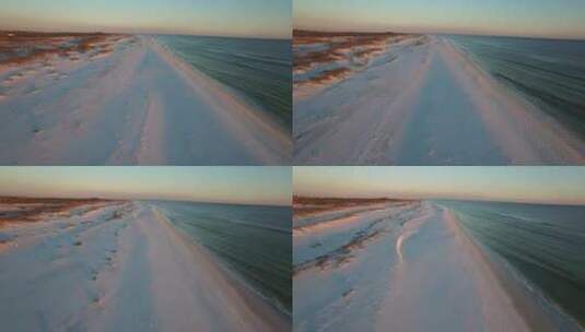日落时分沙滩航拍高清在线视频素材下载
