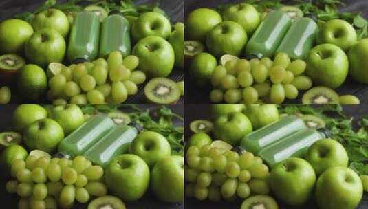 绿色概念的新鲜水果和蔬菜高清在线视频素材下载