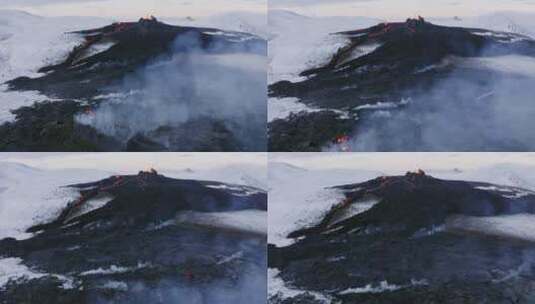 航拍喷发的火山岩浆高清在线视频素材下载
