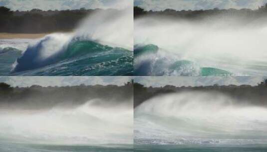海浪击打着夏威夷海滩高清在线视频素材下载