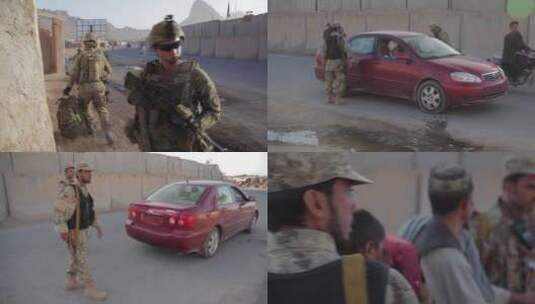 车辆在阿富汗的一个检查站被搜查高清在线视频素材下载