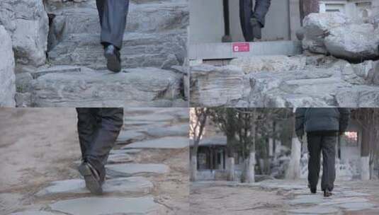 【镜头合集】老人在公园散步遛弯健身高清在线视频素材下载