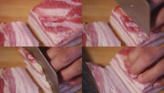 切猪肉片猪肉肉片炒肉高清在线视频素材下载