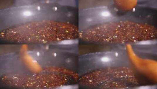 厨师烹调糖醋料汁高清在线视频素材下载