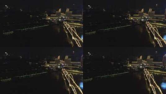 航拍福建福州城市夜景灯光高清在线视频素材下载