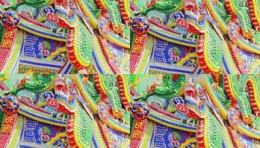 闽南传统建筑嵌瓷艺术特写高清在线视频素材下载