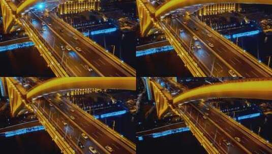 卢浦大桥夜景高清在线视频素材下载