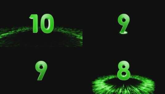 4K绿色立体10秒倒计时高清在线视频素材下载
