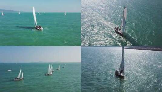 4k航拍帆船出海合集高清在线视频素材下载