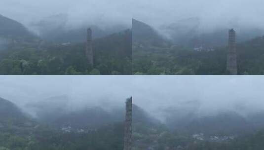 天台山国清寺建筑视频航拍高清在线视频素材下载
