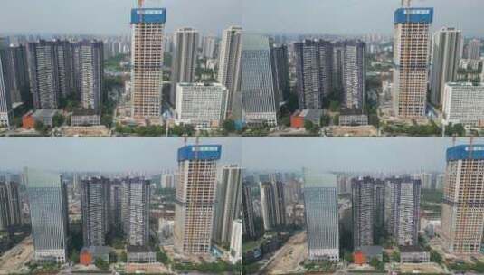 城市航拍湖北宜昌财富中心城市风光高清在线视频素材下载