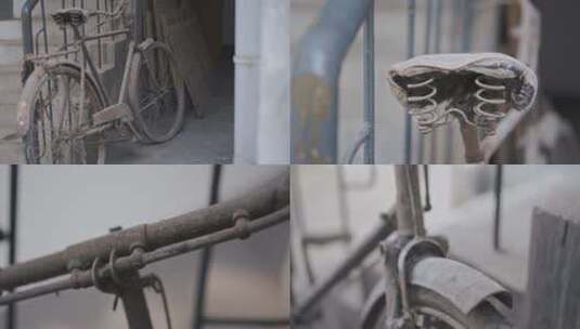 老楼道里破旧老自行车-老物件-合集高清在线视频素材下载