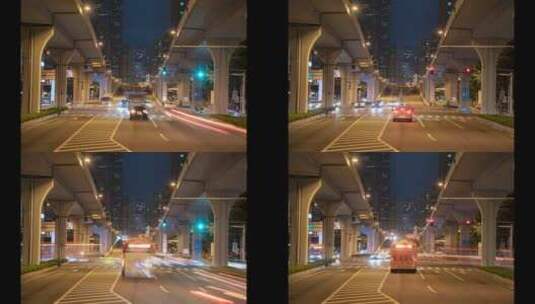广州城市夜景立交桥车流小全延时高清在线视频素材下载
