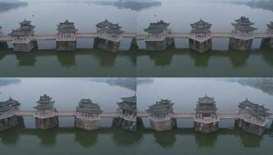 潮州航拍广济桥建筑风光高清在线视频素材下载