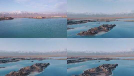 航拍中国美丽湖泊青海湖茫崖翡翠湖高清在线视频素材下载