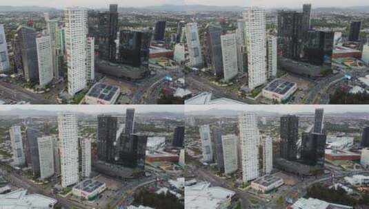 城市中中心区建筑鸟瞰全景高清在线视频素材下载