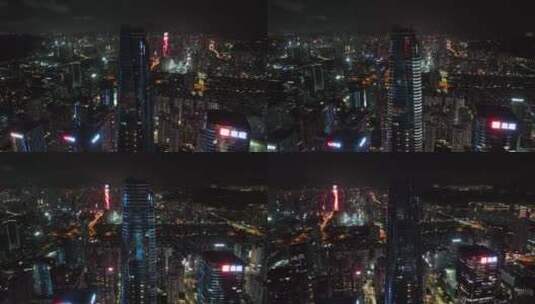 深圳市福田区夜景楼群航拍4K高清在线视频素材下载