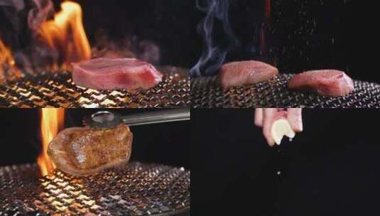 烤肉牛舌美食合集展示高清在线视频素材下载