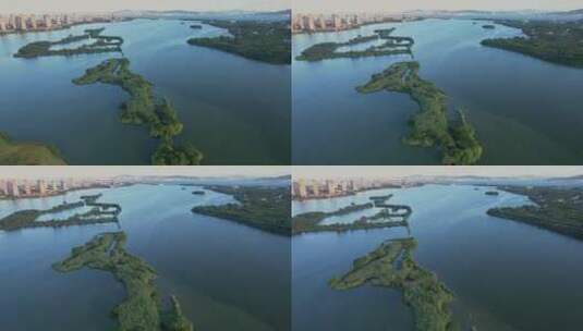 航拍厦门杏林湾水库景观高清在线视频素材下载