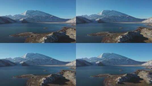 清晨帕米尔高原慕士塔格雪峰风光高清在线视频素材下载