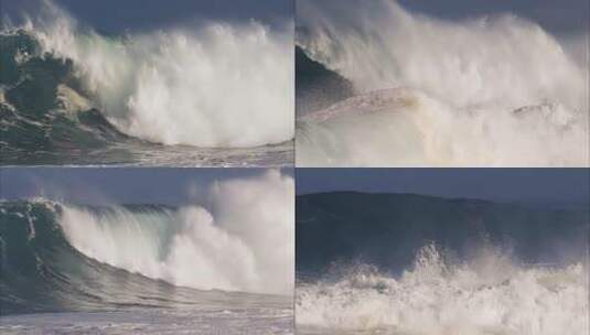 浪海浪翻滚台风天大浪高清在线视频素材下载