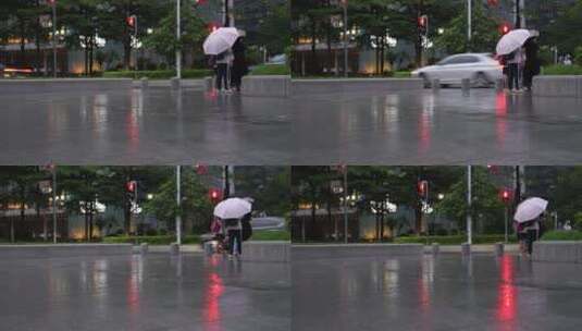 广州傍晚雨天街景高清在线视频素材下载