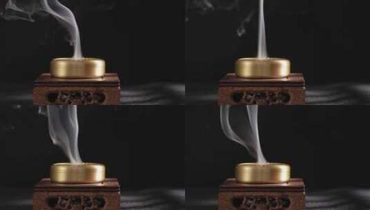 沉香烟雾从香炉中袅袅升起高清在线视频素材下载