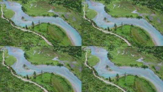 航拍西藏林芝新措河谷湿地风光高清在线视频素材下载