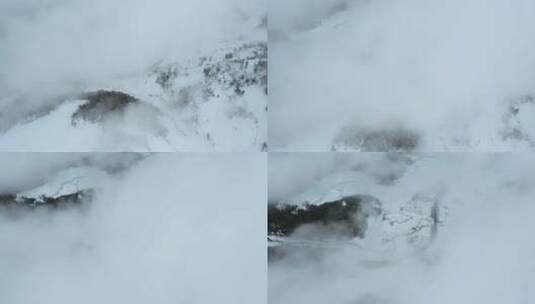 冬季雪景自然风光云雾下积雪覆盖大地公路高清在线视频素材下载