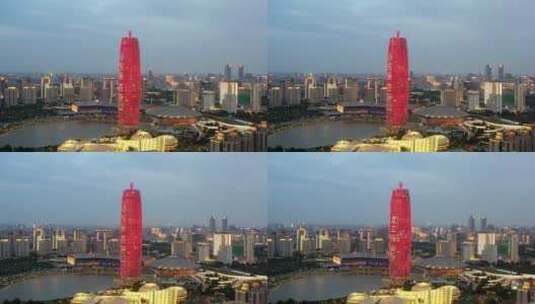郑州大玉米夜景航拍4K视频高清在线视频素材下载