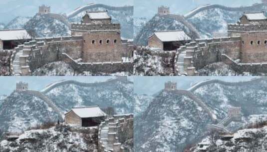 长城雄壮威武的长城冬季雪景高清在线视频素材下载