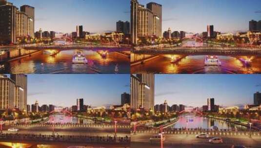 天津海河夜景高清在线视频素材下载